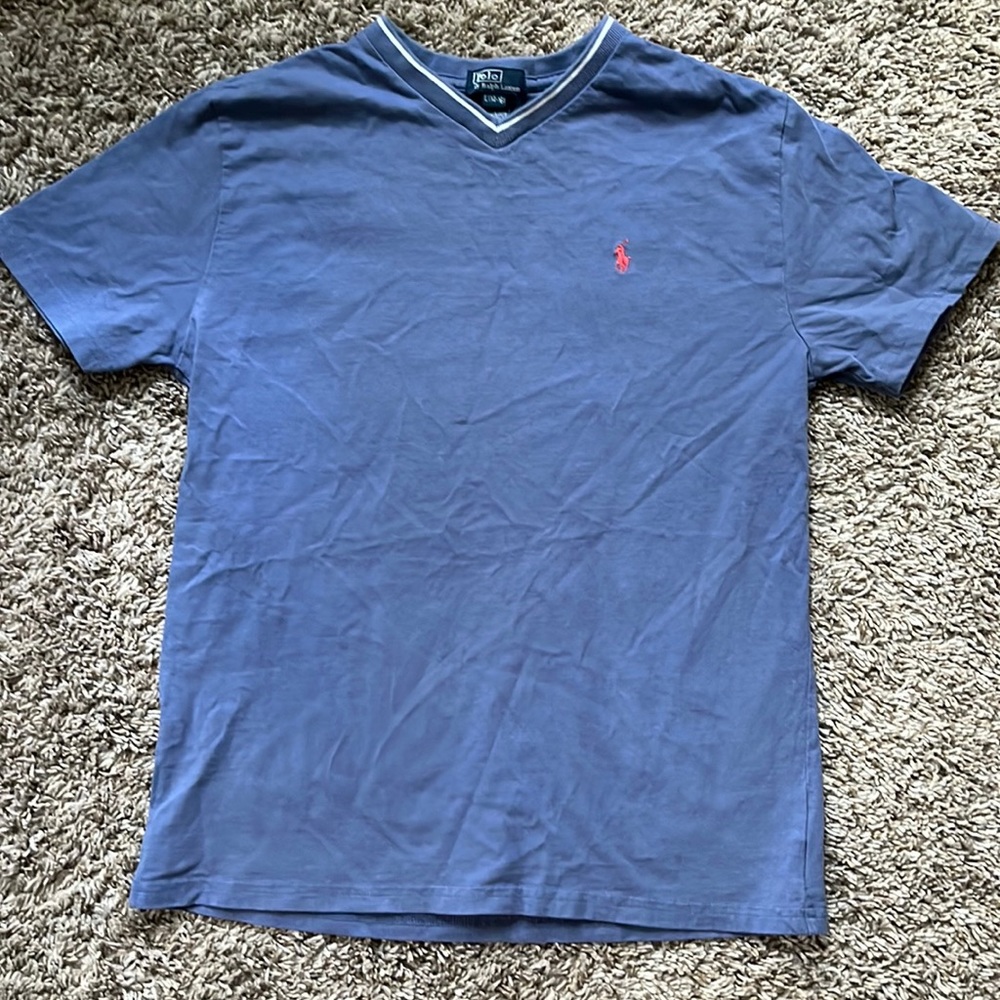 Ralph Lauren polo v neck shirt, like new, boys size 14